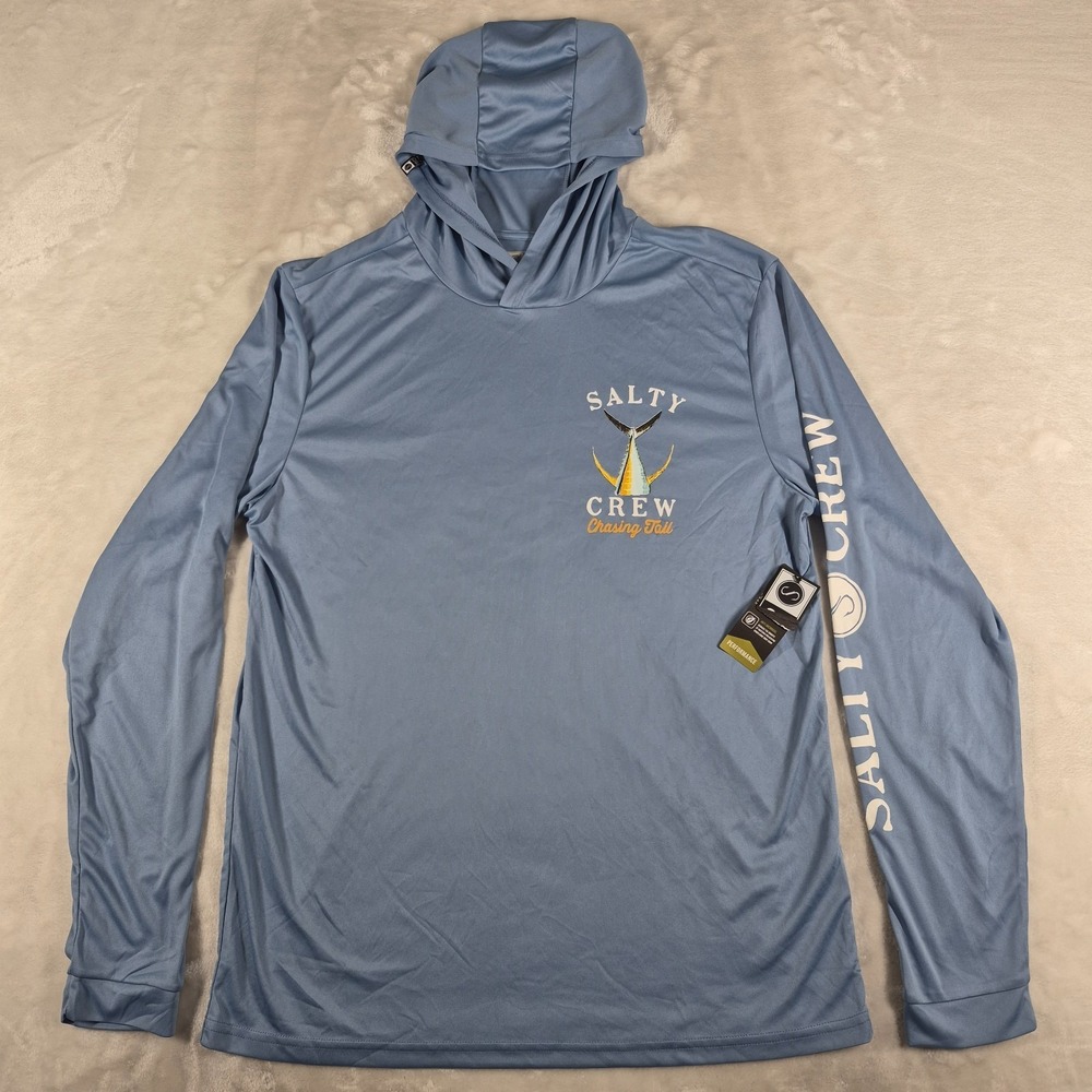Salty Crew Hoodie Men's Large Blue Lightweight Casual Comfort Long Sleeve NWT